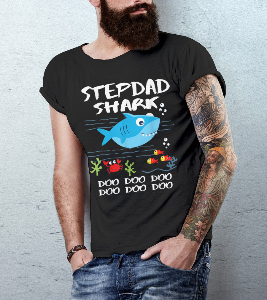 Stepdad Shark Doo Doo Doo Baby Shark Inspired T-Shirt