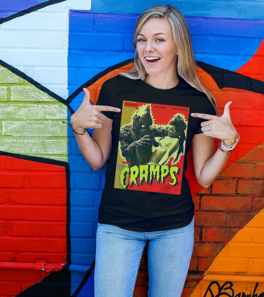 The Cramps Monsters Hot Rods Bikini Girls Punk Rock Band T-Shirt