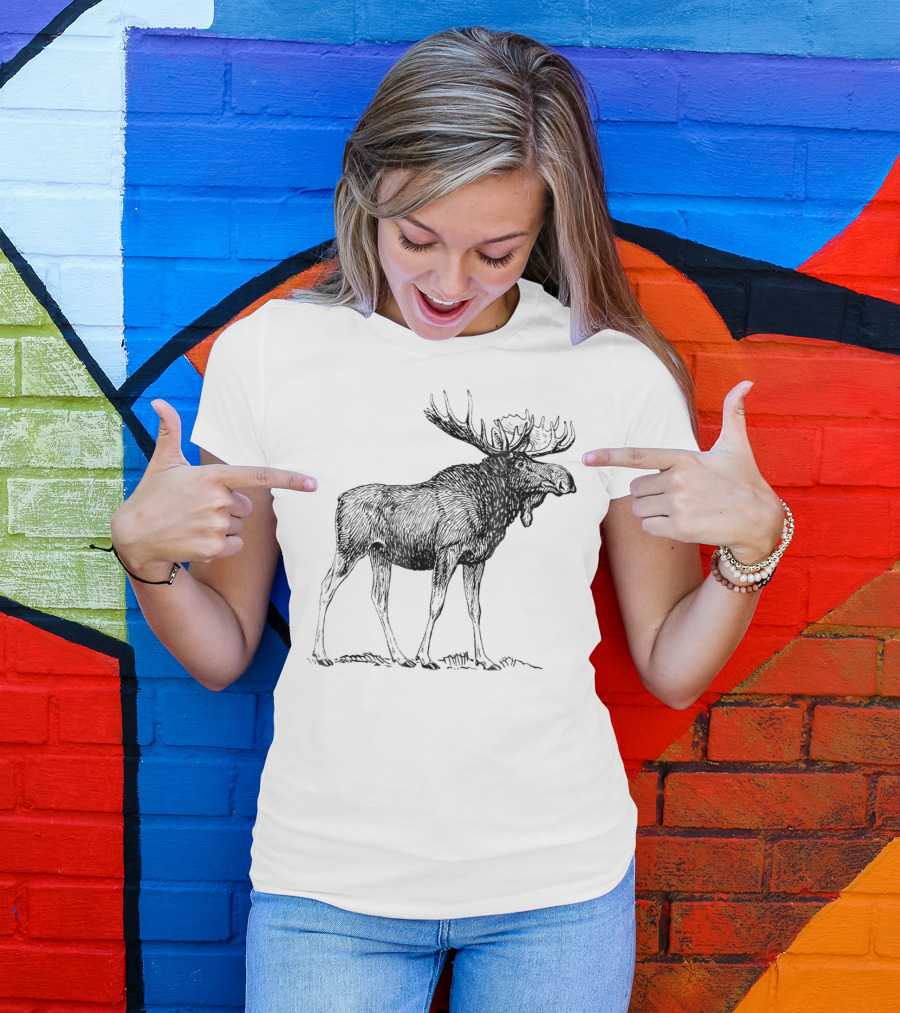 Vintage Moose Illustration Retro Wildlife T-Shirt