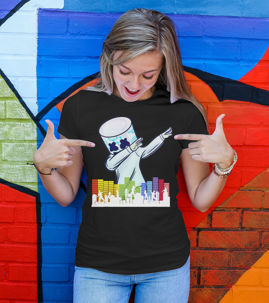 All I Want For Christmas Is Marshmallow Dabbing With Colorful Soundwaves T-Shirt