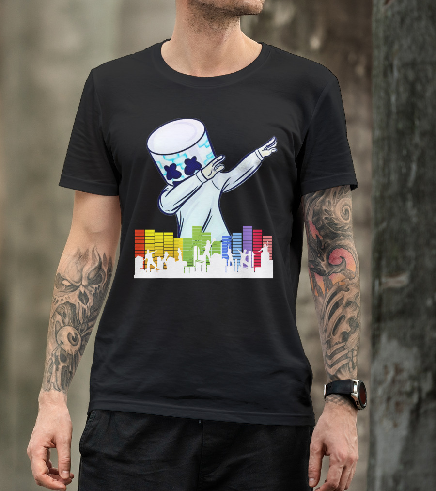 All I Want For Christmas Is Marshmallow Dabbing With Colorful Soundwaves T-Shirt