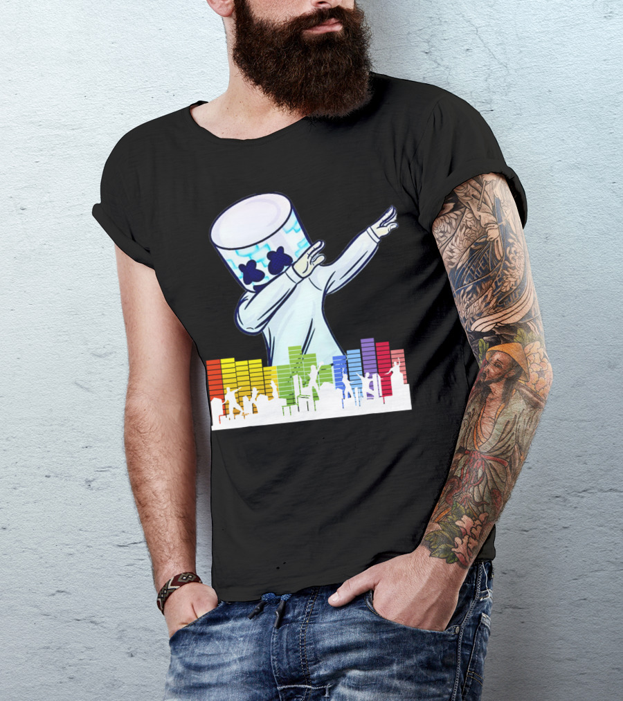 All I Want For Christmas Is Marshmallow Dabbing With Colorful Soundwaves T-Shirt
