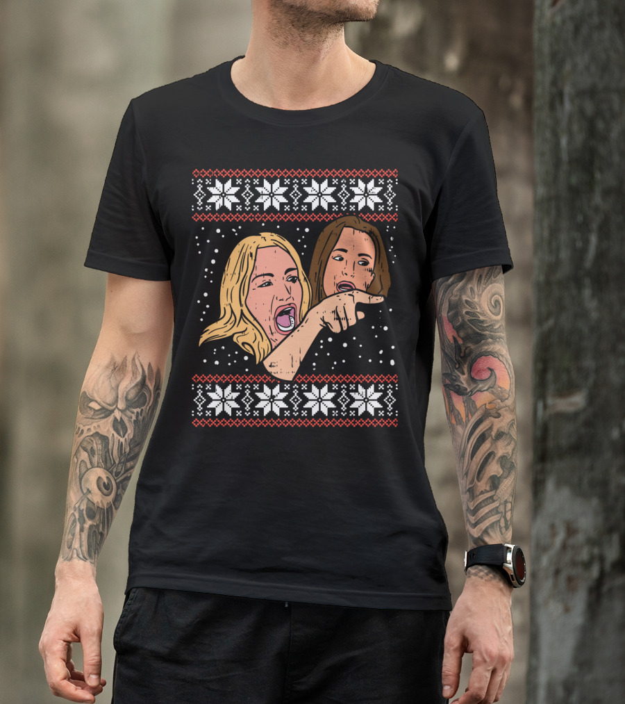 Angry Woman Yelling At Cat Meme Ugly Christmas T-Shirt