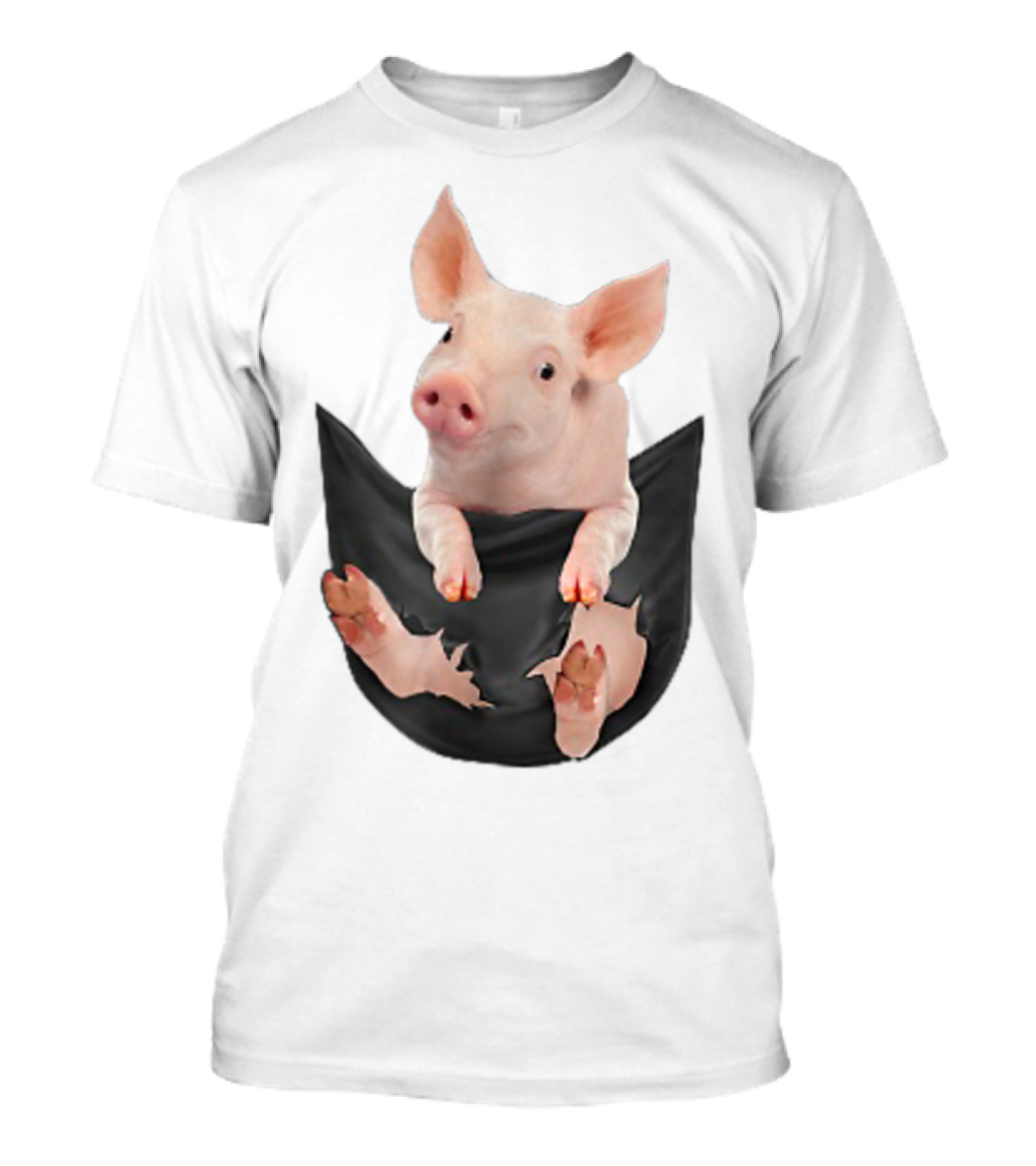 Pig Peeking Out Of Pocket Farm Animal T-Shirt