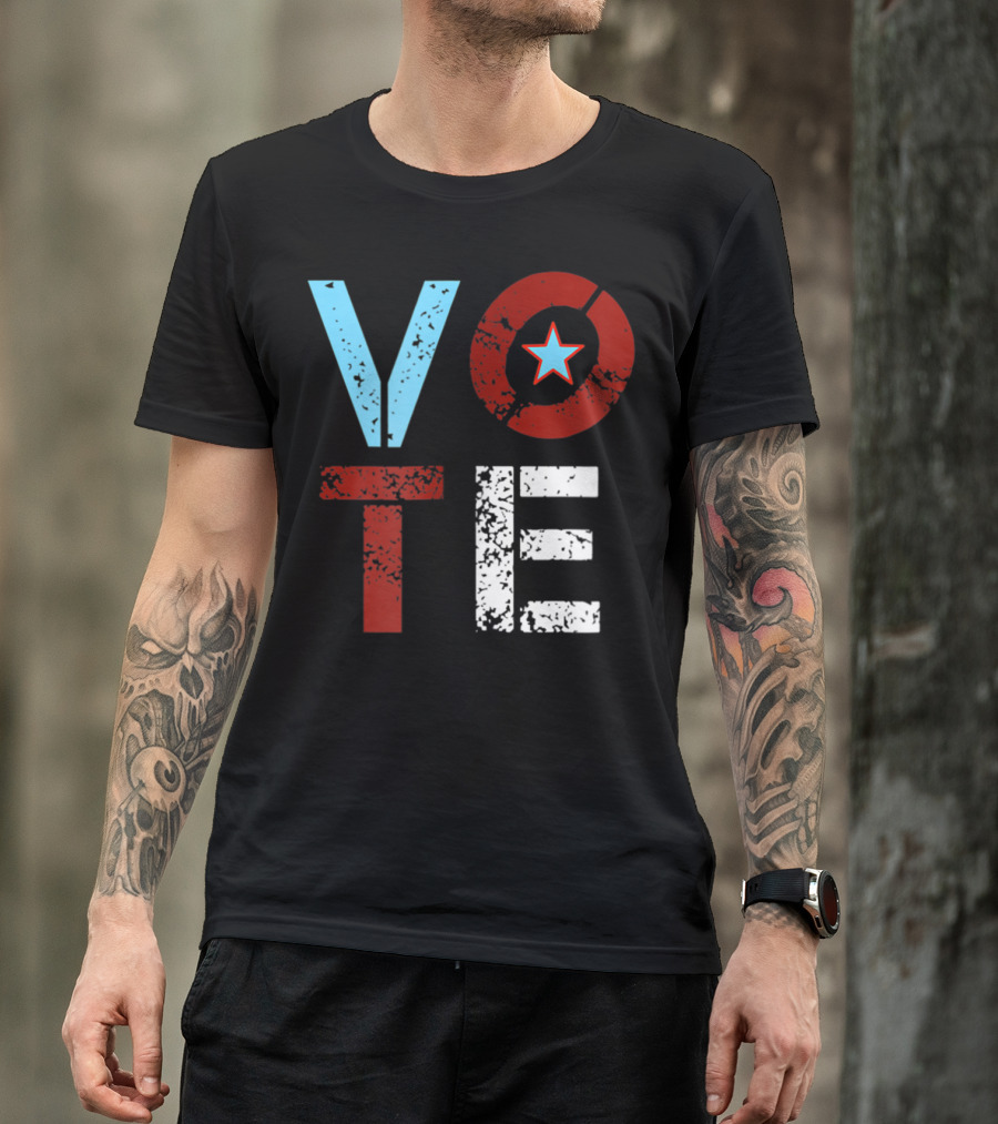 Vote With Retro Star In Circle T-Shirt