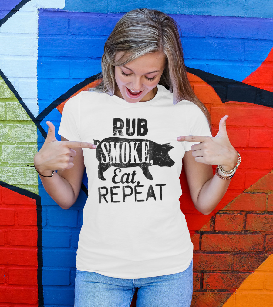 Rub Smoke Eat Repeat BBQ Pig T-Shirt