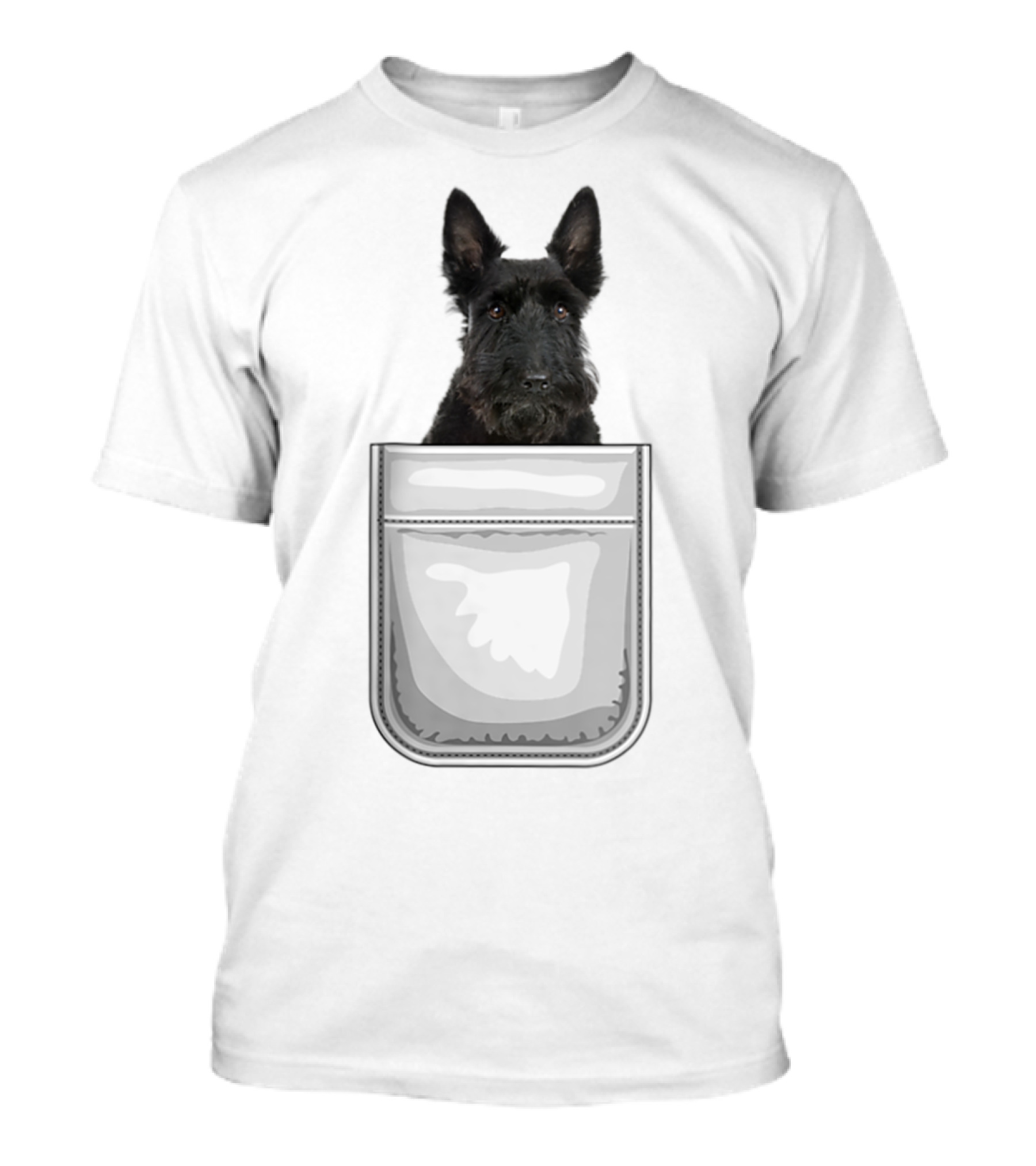 Scotty Scottish Terrier Puppy Dog In Pocket T-Shirt