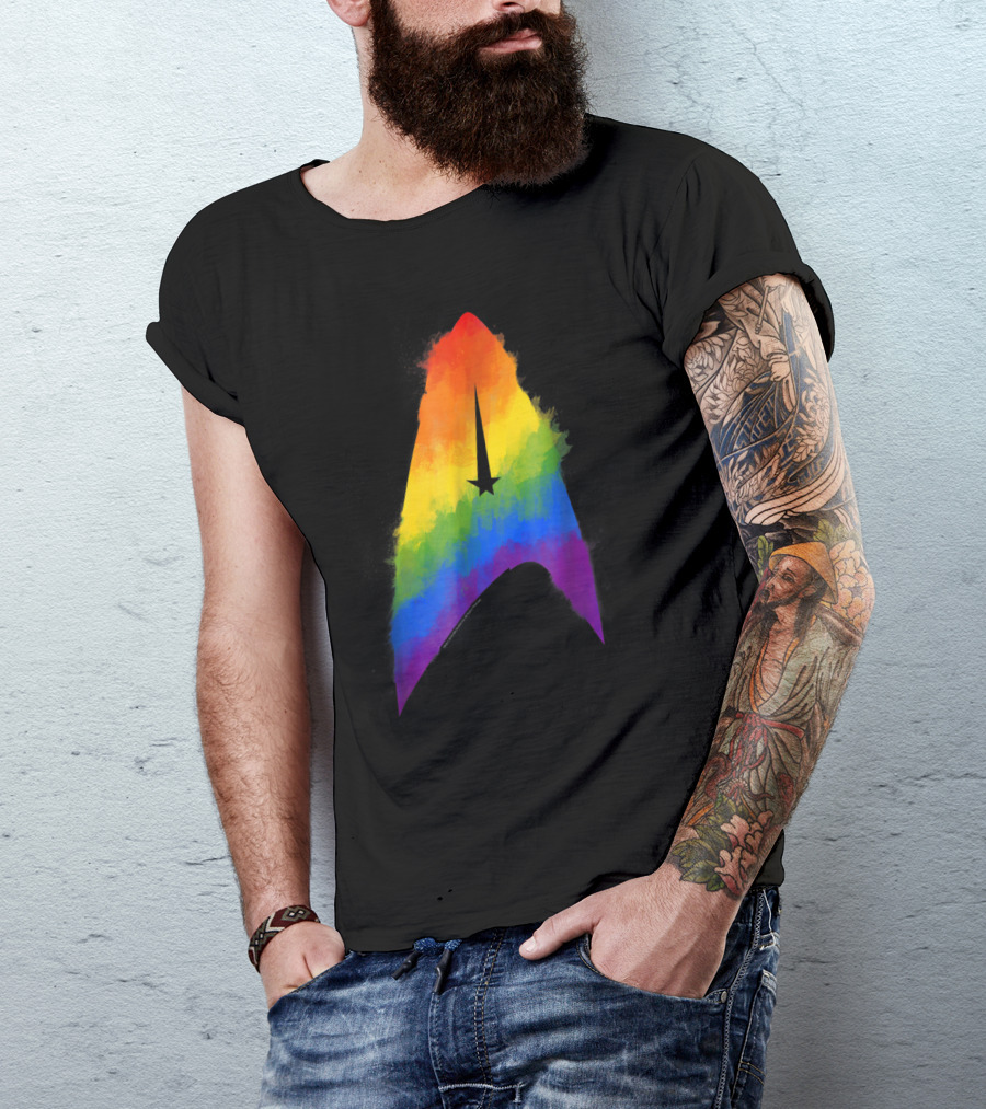 Star Trek Discovery Insignia Rainbow Paint Splash T-Shirt