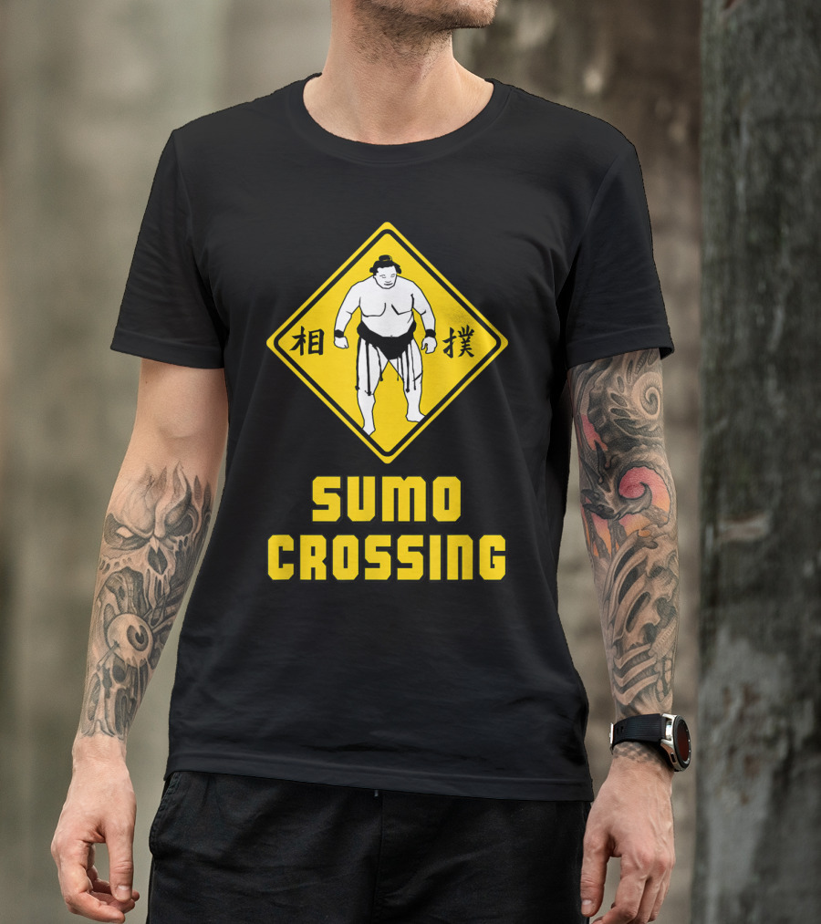 Sumo Crossing Sign Sumo Wrestling Iconic Warning Japan T-Shirt