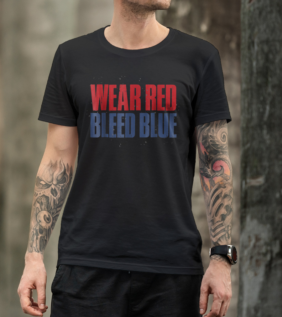 Wear Red Bleed Blue White Sports St Louis T-Shirt