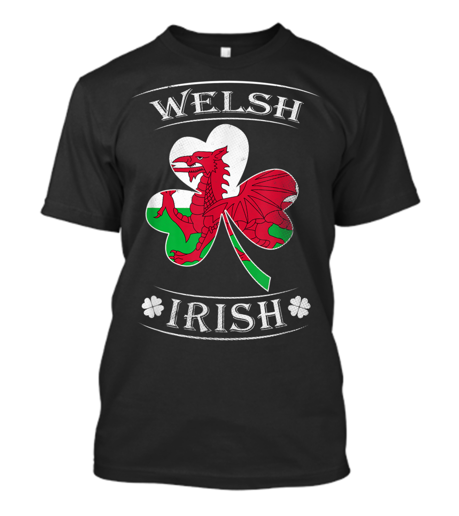 WELSH IRISH SHAMROCK RED DRAGON FLAG MIXED HERITAGE CELTIC SYMBOLS T-Shirt