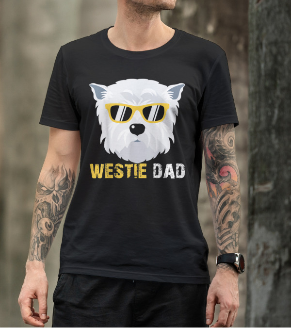 Westie Dad Dog Lovers Cool Sunglasses T-Shirt