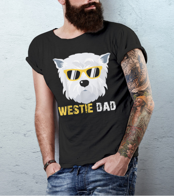 Westie Dad Dog Lovers Cool Sunglasses T-Shirt