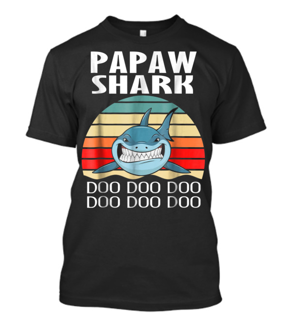 Papaw Shark Doo Doo Doo Vintage Rainbow T-Shirt