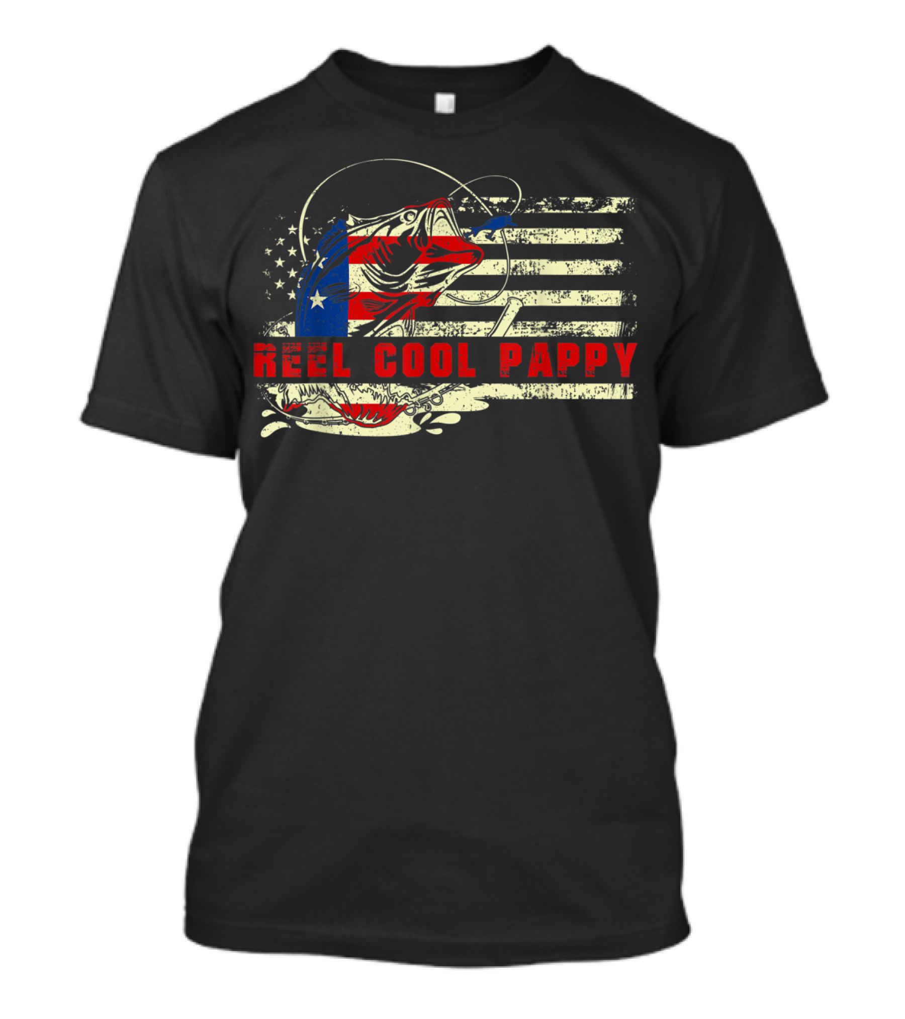 Reel Cool Pappy American Flag Fishing Lover Father T-Shirt