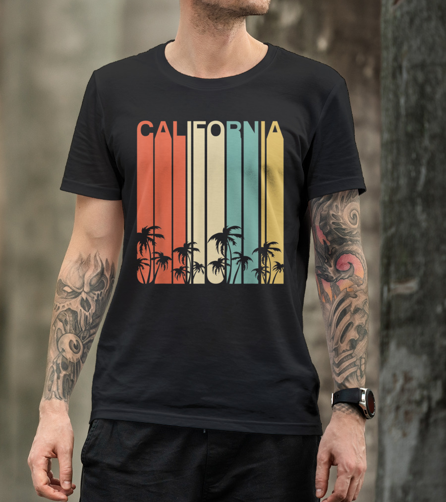 California Retro Surf Vintage 80s Beach Palms T-Shirt
