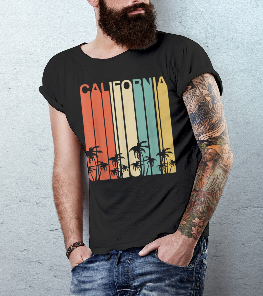 California Retro Surf Vintage 80s Beach Palms T-Shirt