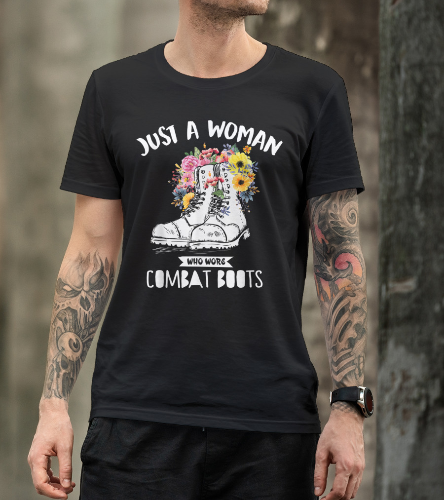 Just A Woman Who Wore Combat Boots Retro Vintage T-Shirt