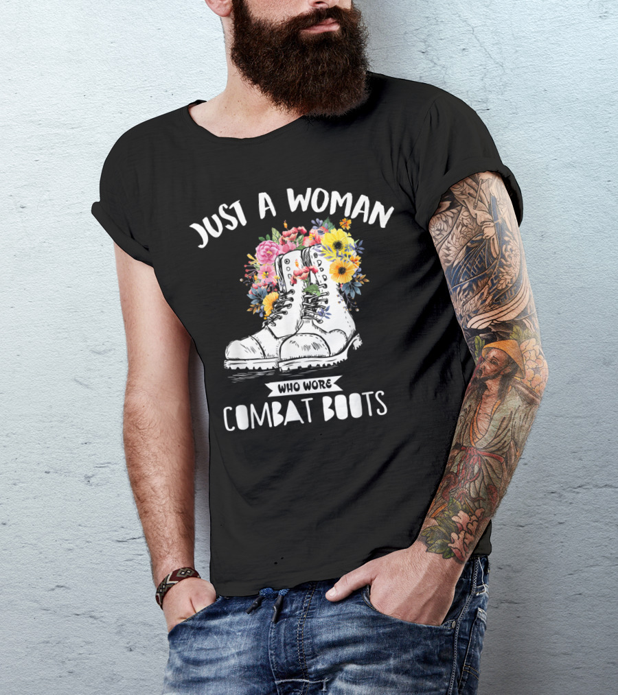 Just A Woman Who Wore Combat Boots Retro Vintage T-Shirt