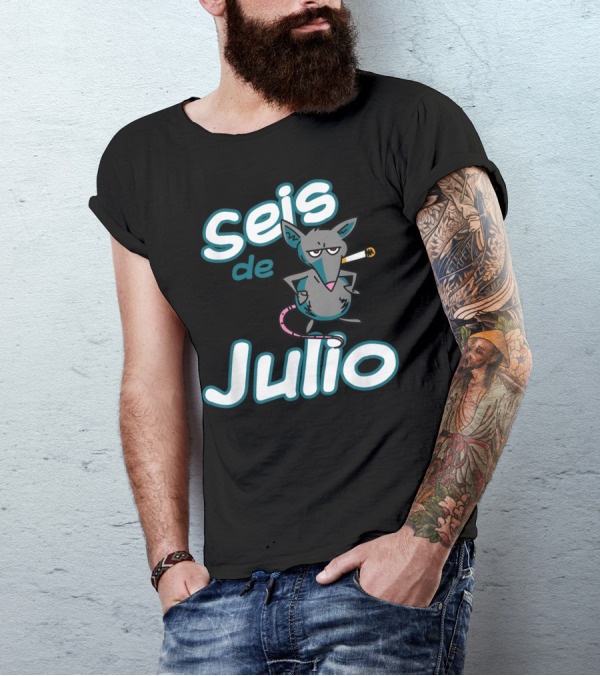 Seis De Julio Smoking Rat Character T-Shirt