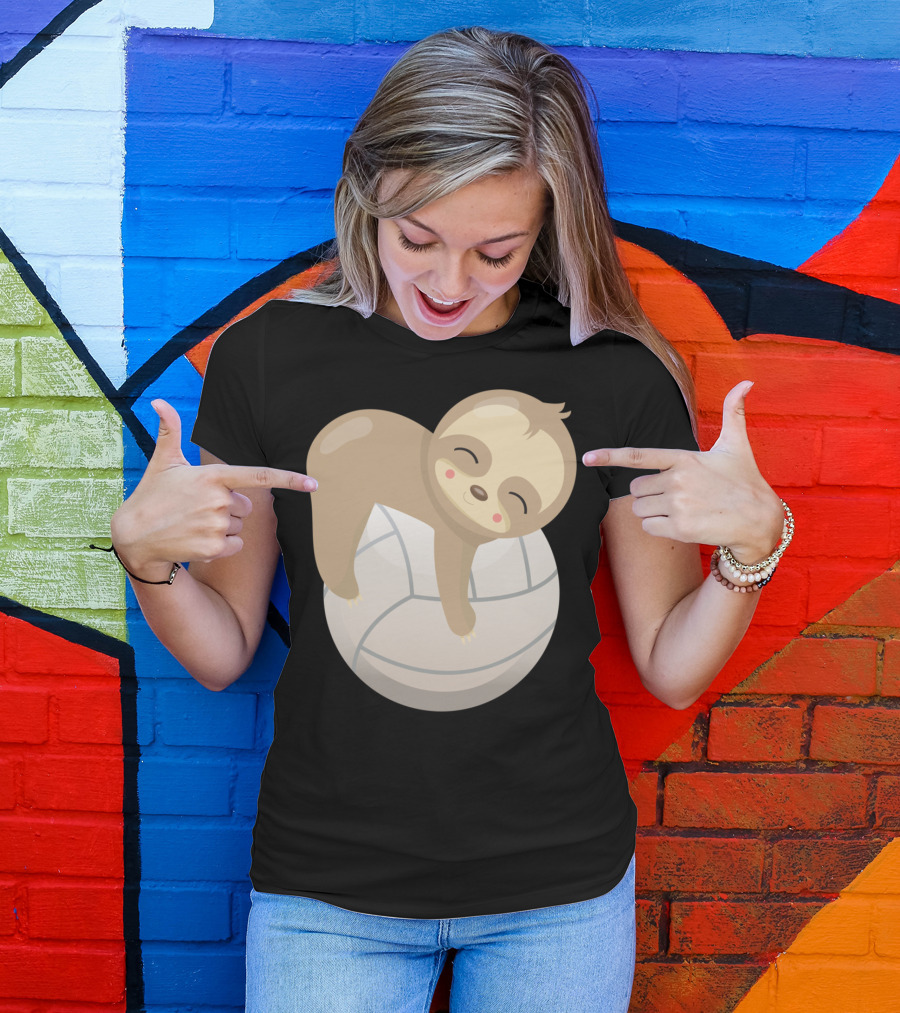 Sloth Volleyball Animal Love Cute Sleeping Baby T-Shirt