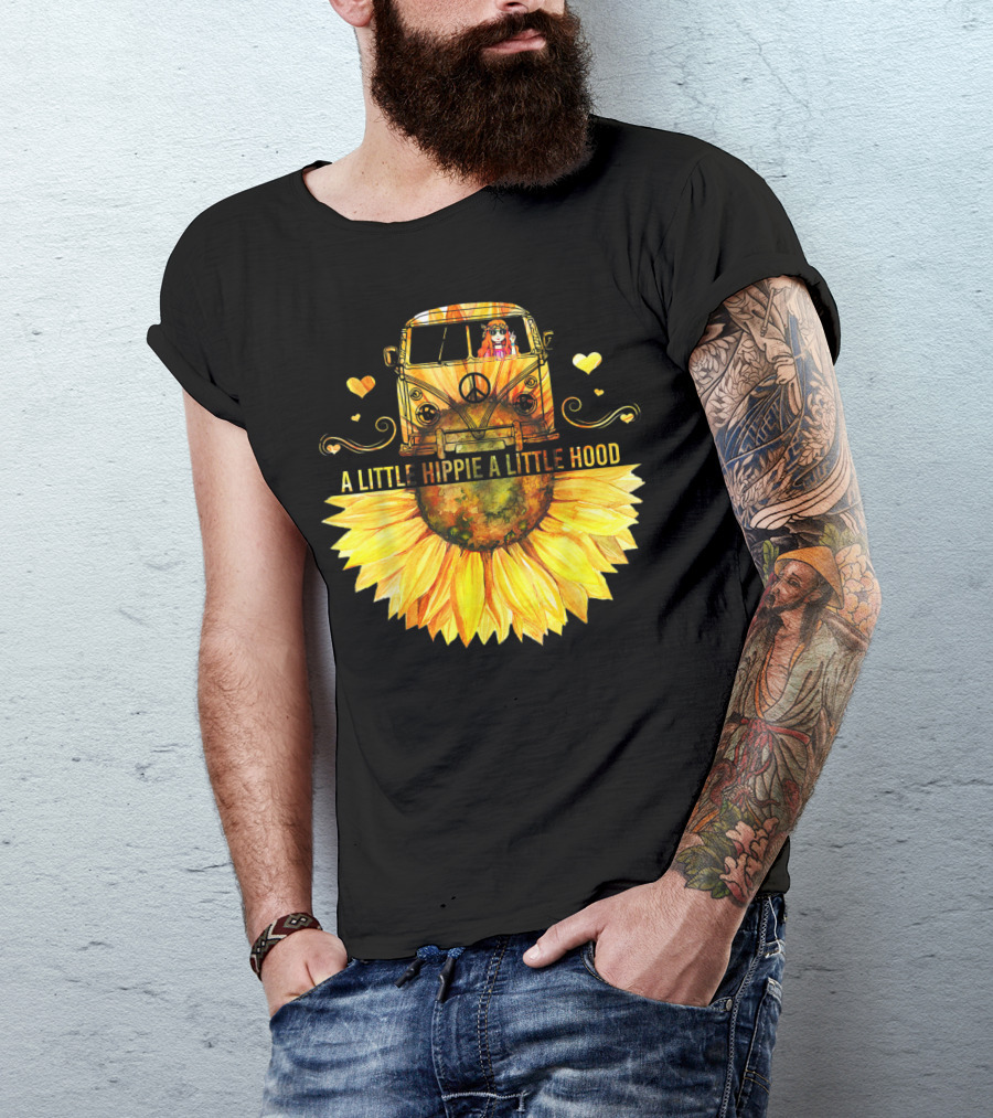 A Little Hippie A Little Hood Sunflower Bus Retro Vibes T-Shirt