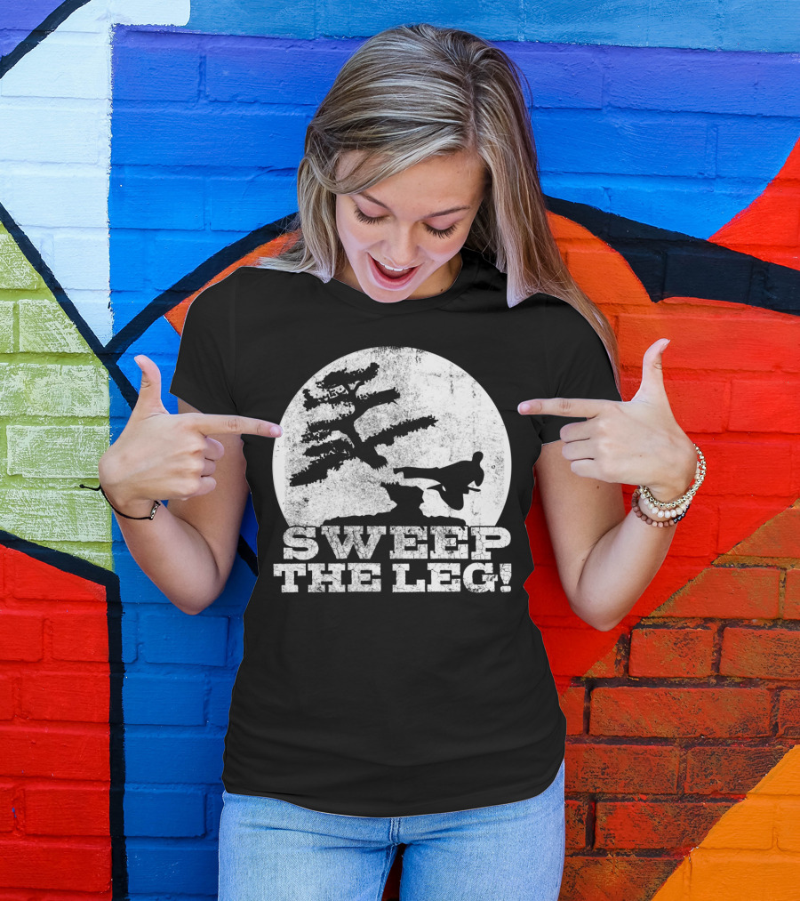 Sweep The Leg Karate Silhouette Bonsai Moon T-Shirt
