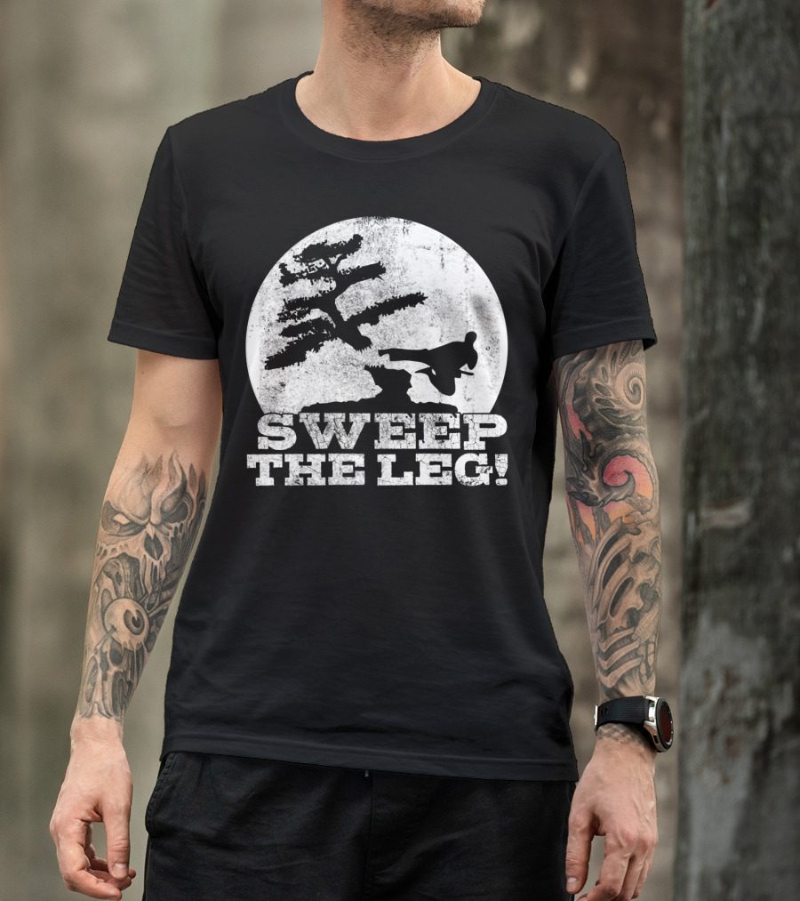 Sweep The Leg Karate Silhouette Bonsai Moon T-Shirt