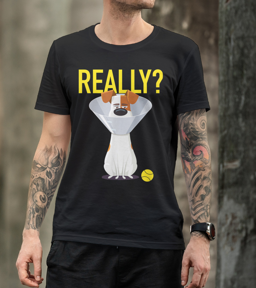 The Secret Life Of Pets 2 Max Really? Ball Cone Collar T-Shirt