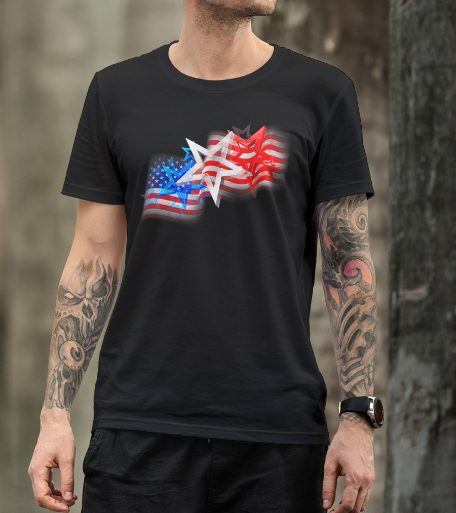 US Flag Patriotic American Stars And Stripes Iconic T-Shirt