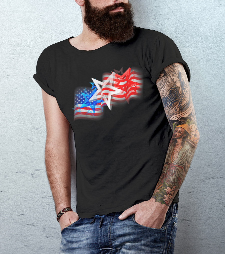 US Flag Patriotic American Stars And Stripes Iconic T-Shirt