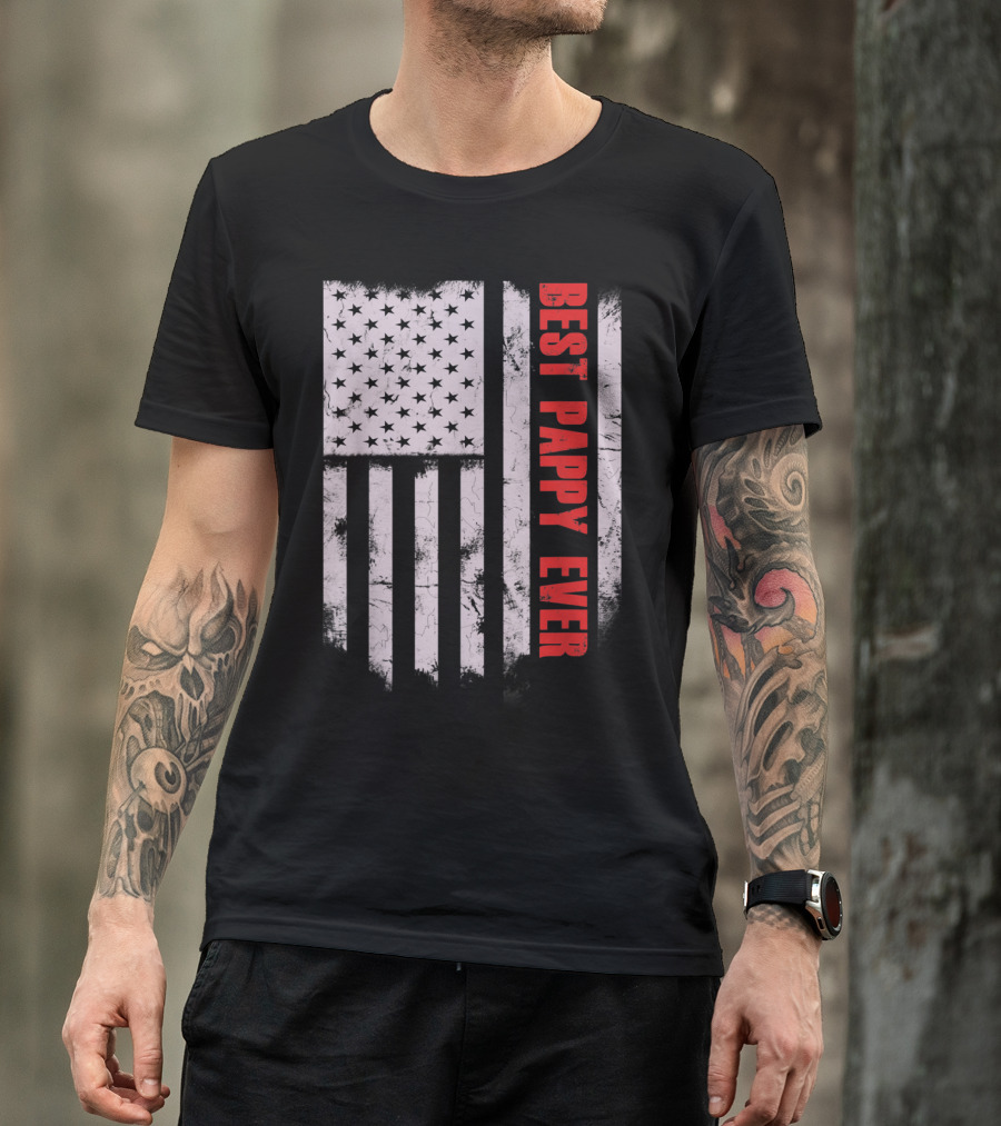 Best Pappy Ever Vintage American Flag T-Shirt