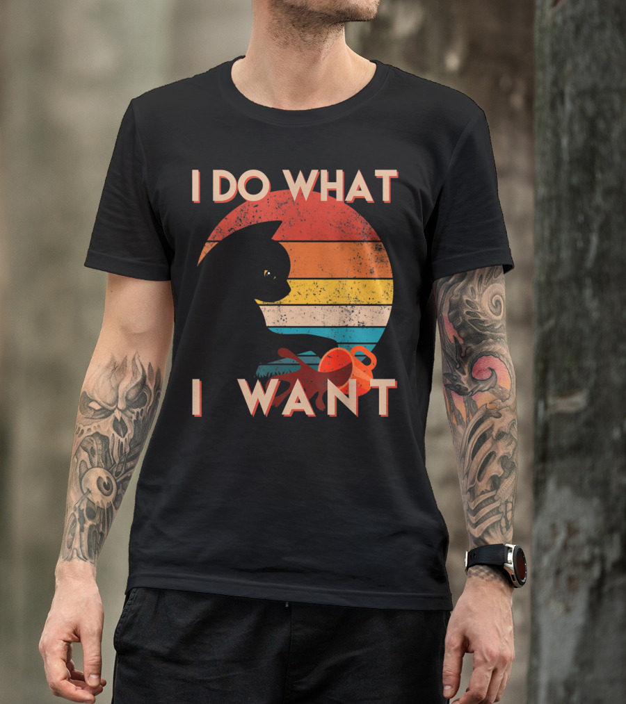 Vintage Cat I Do What I Want Retro Sunset Style Art Cat T-Shirt