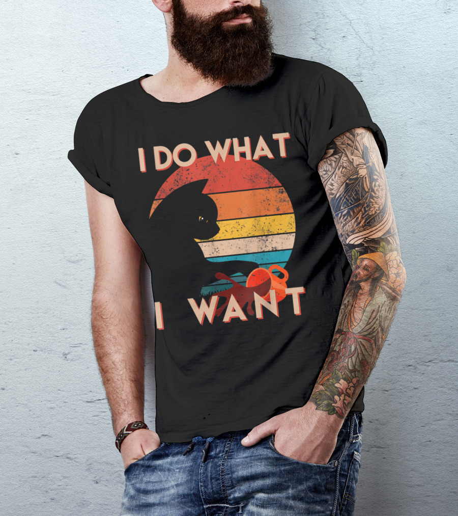 Vintage Cat I Do What I Want Retro Sunset Style Art Cat T-Shirt