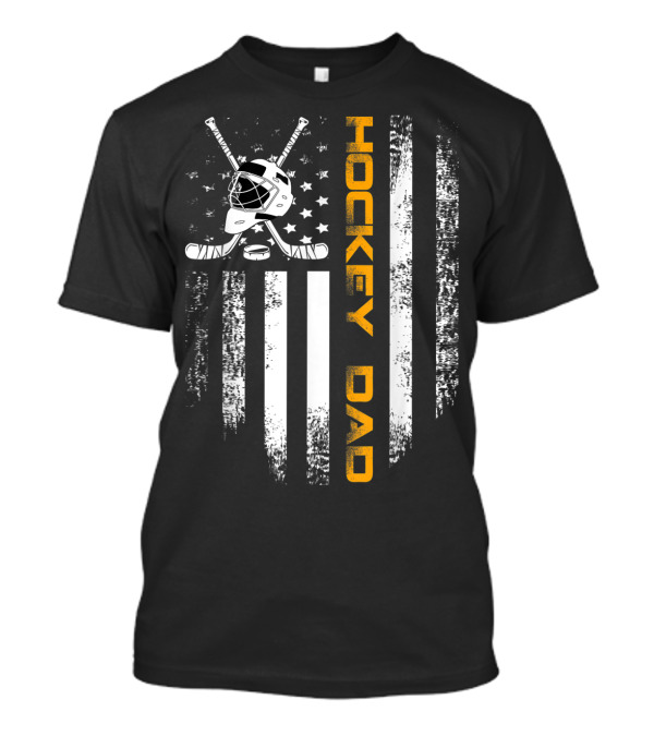 Vintage Hockey Dad American Flag Father's Day Cool T-Shirt
