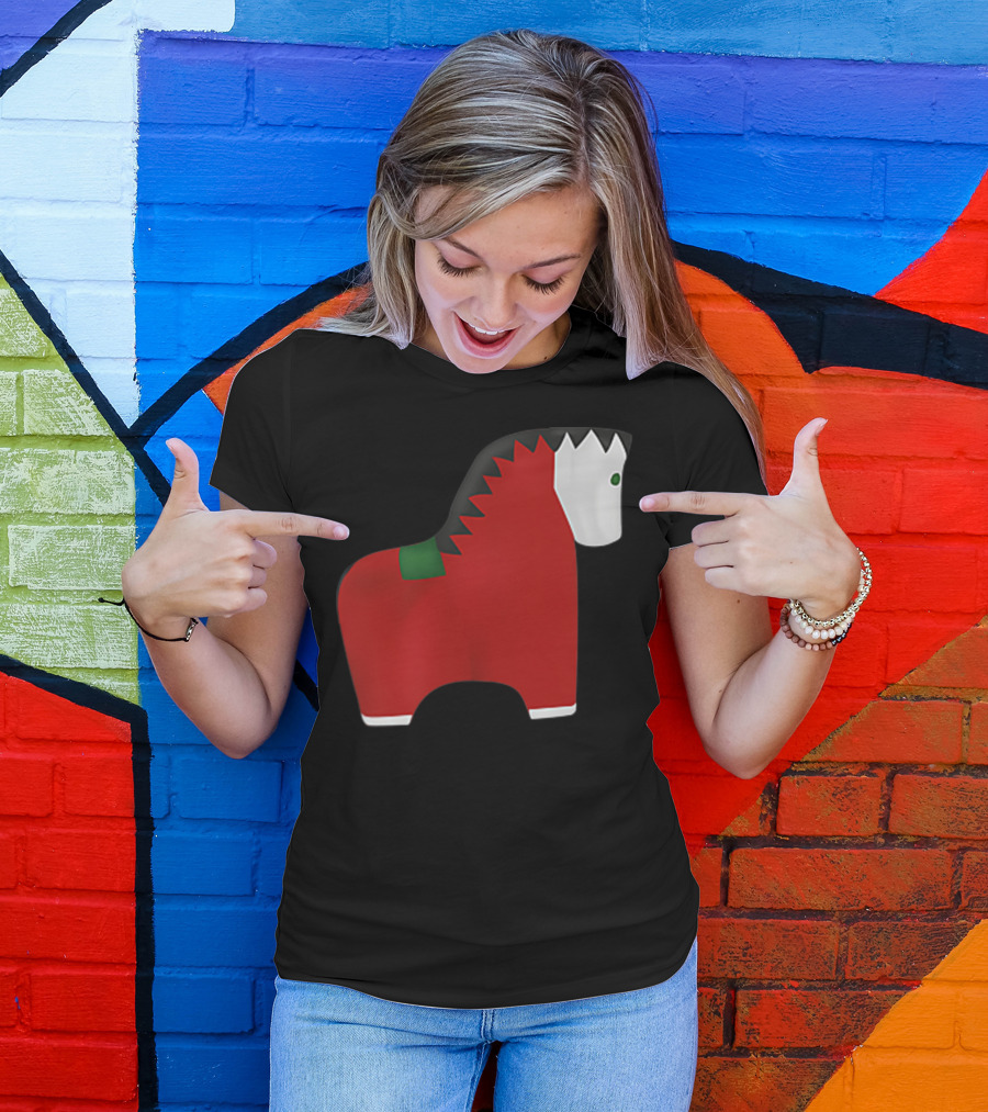 A Special Comic Horse Red Figurine With Black And White Mane T-Shirt