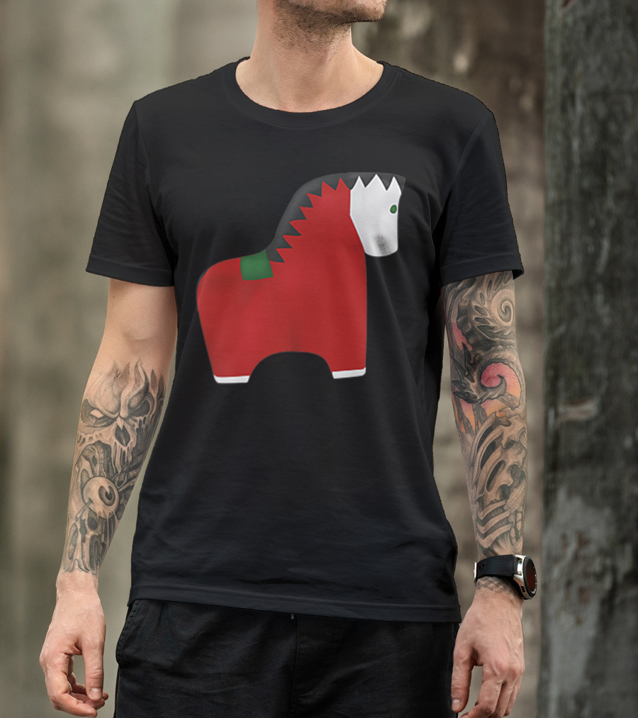 A Special Comic Horse Red Figurine With Black And White Mane T-Shirt