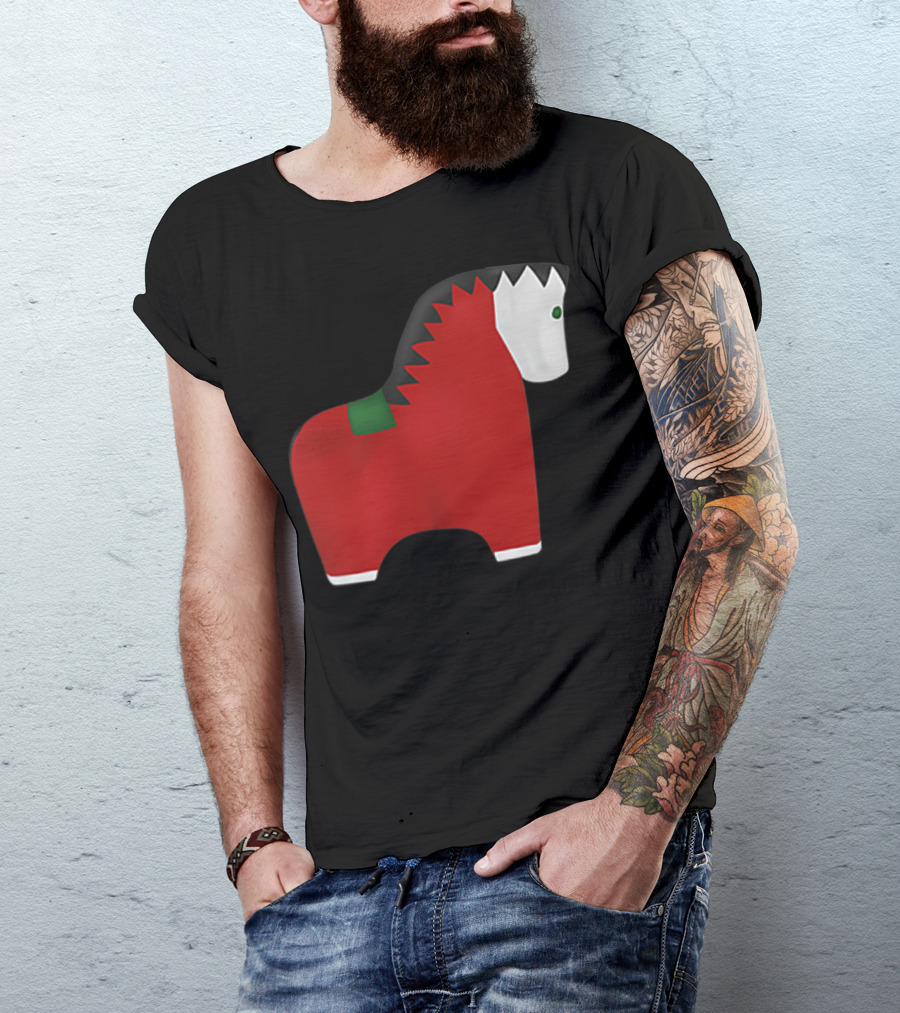 A Special Comic Horse Red Figurine With Black And White Mane T-Shirt