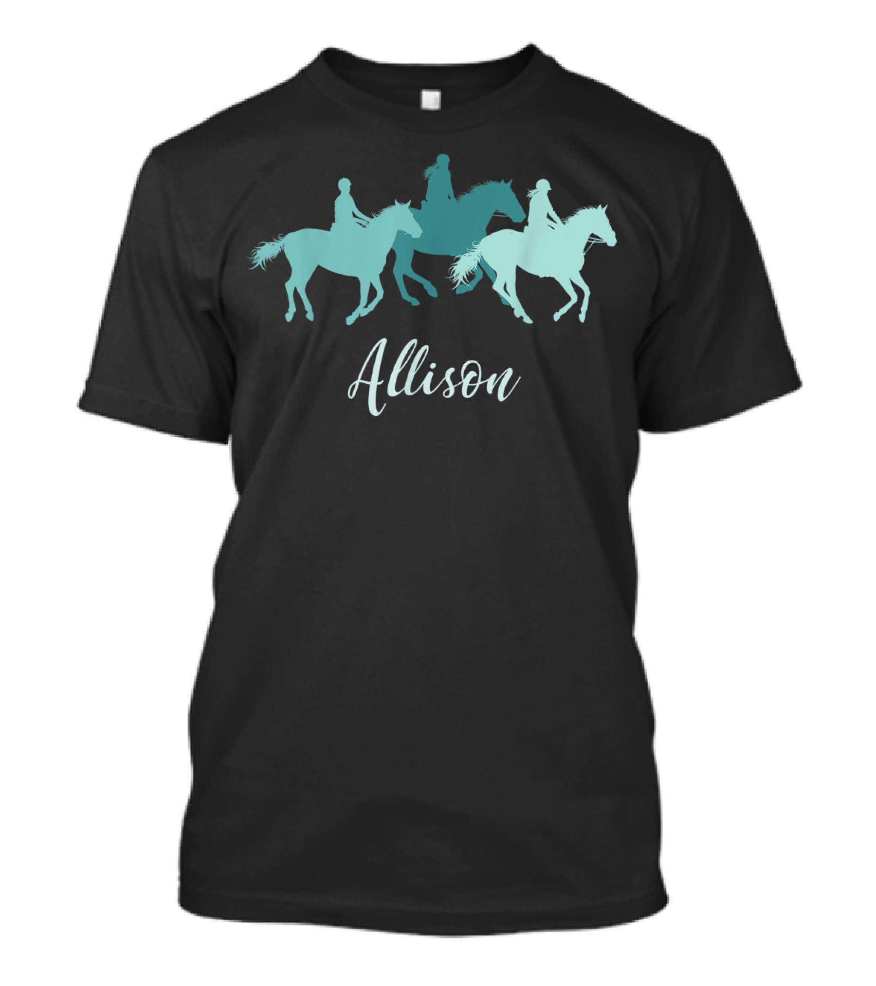 Allison Horse Girl Riding Silhouettes Personalized Name Birthday T-Shirt