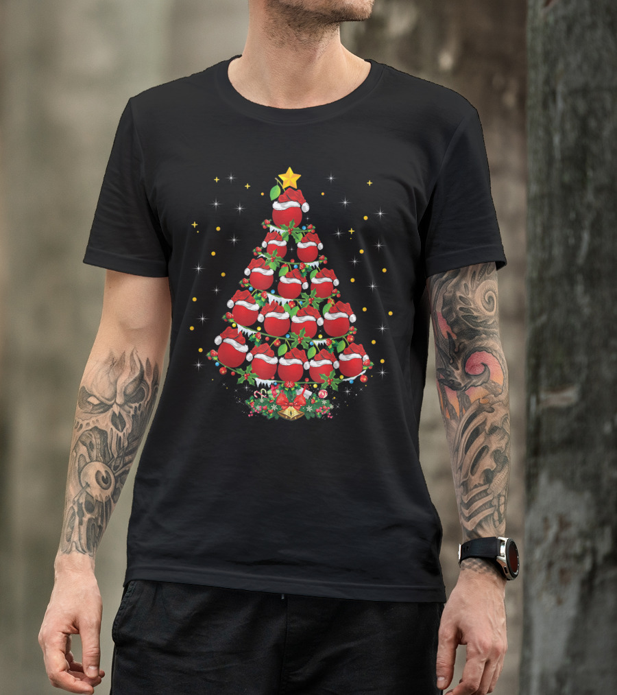 Santa Hat Cherries Lover Xmas Cherry Tree T-Shirt