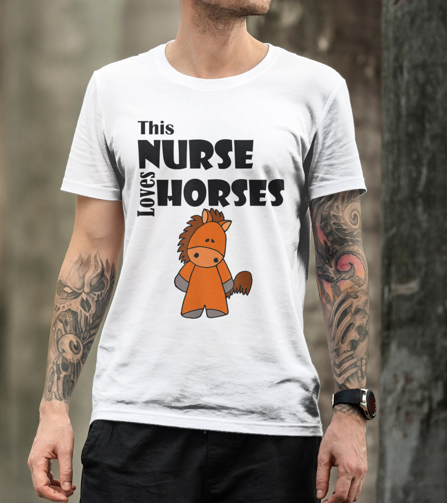 This Nurse Loves Horses Cartoon T-Shirt