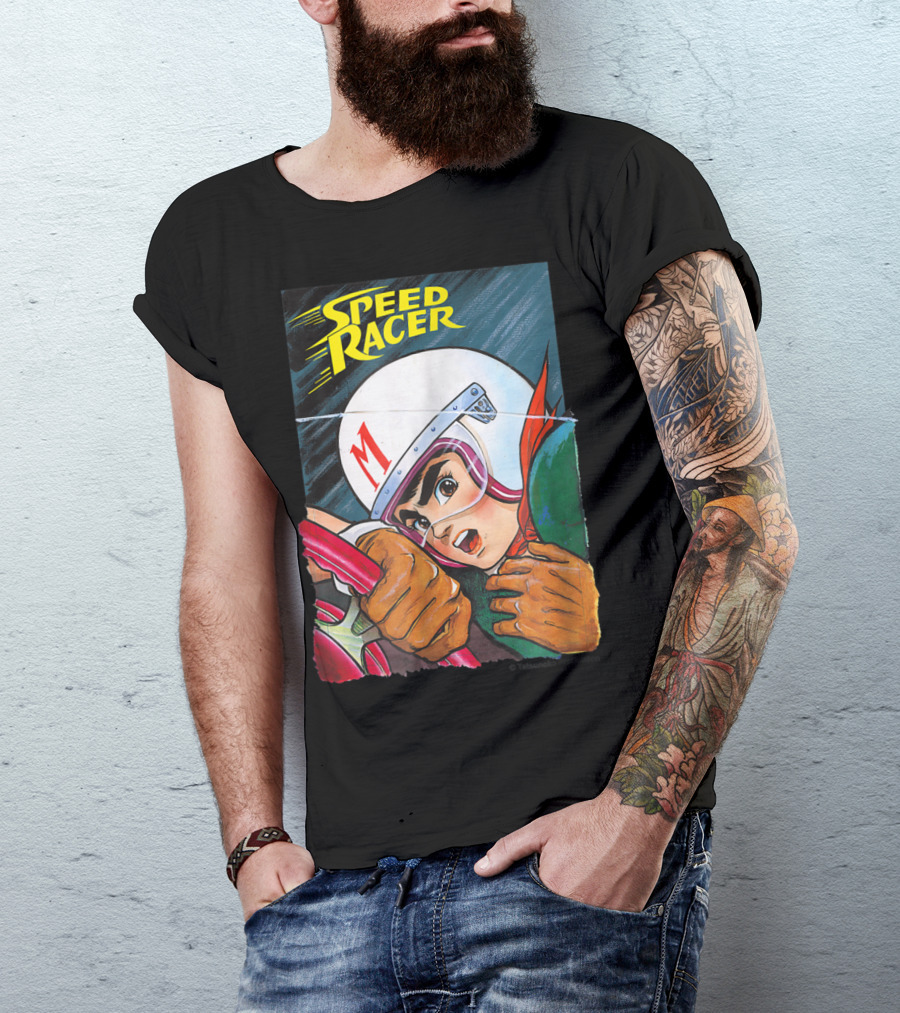 Speed Racer Close Up Helmet And Steering Wheel Action T-Shirt