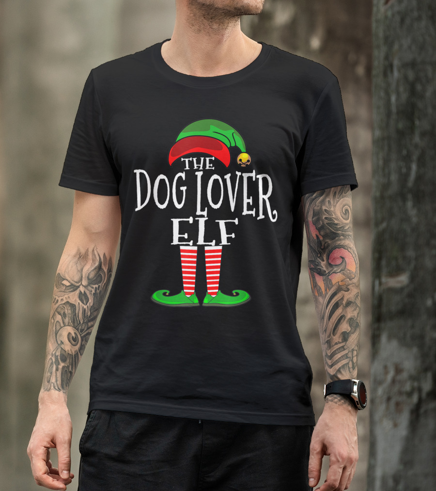 The Dog Lover Elf Holiday Family Collection Matching T-Shirt