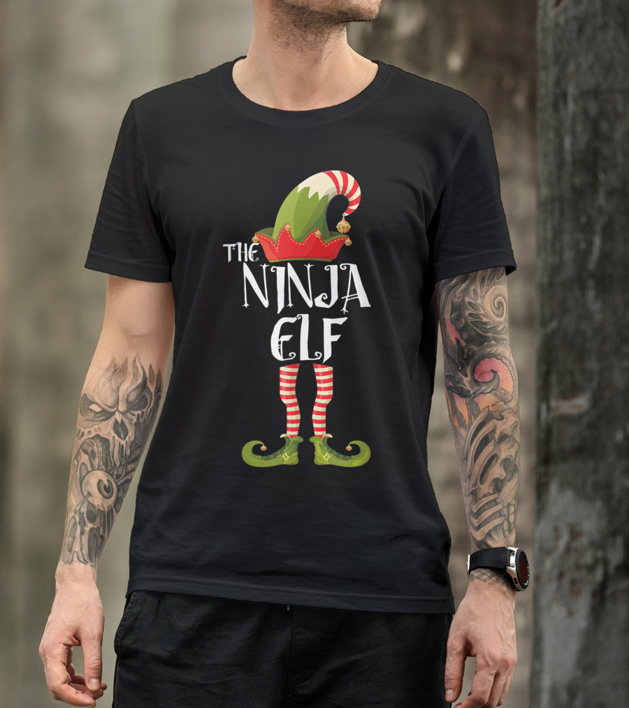 The Ninja Elf Striped Hat And Shoes T-Shirt