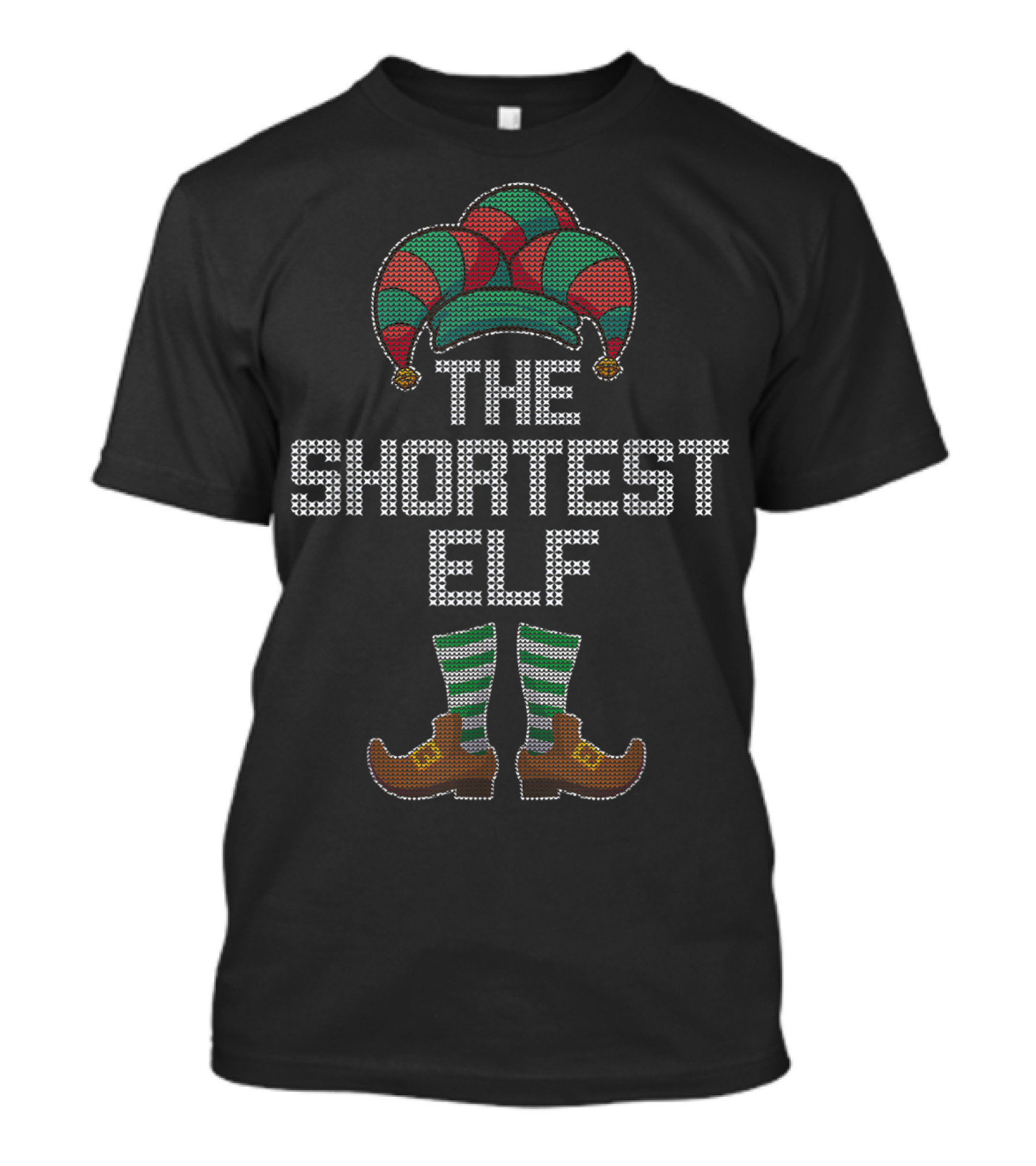 THE SHORTEST ELF FAMILY GREEN RED HAT STRIPED SOCKS BOOTS T-Shirt