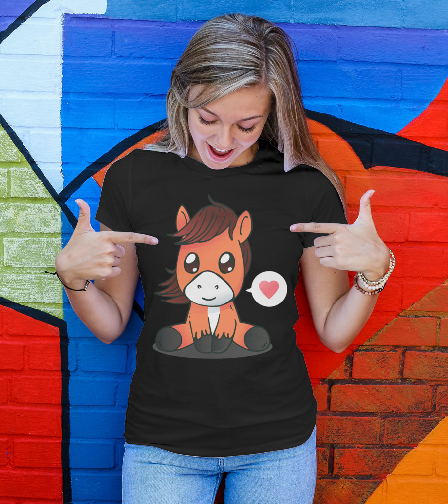 Cute Horse Heart Emoji T-Shirt