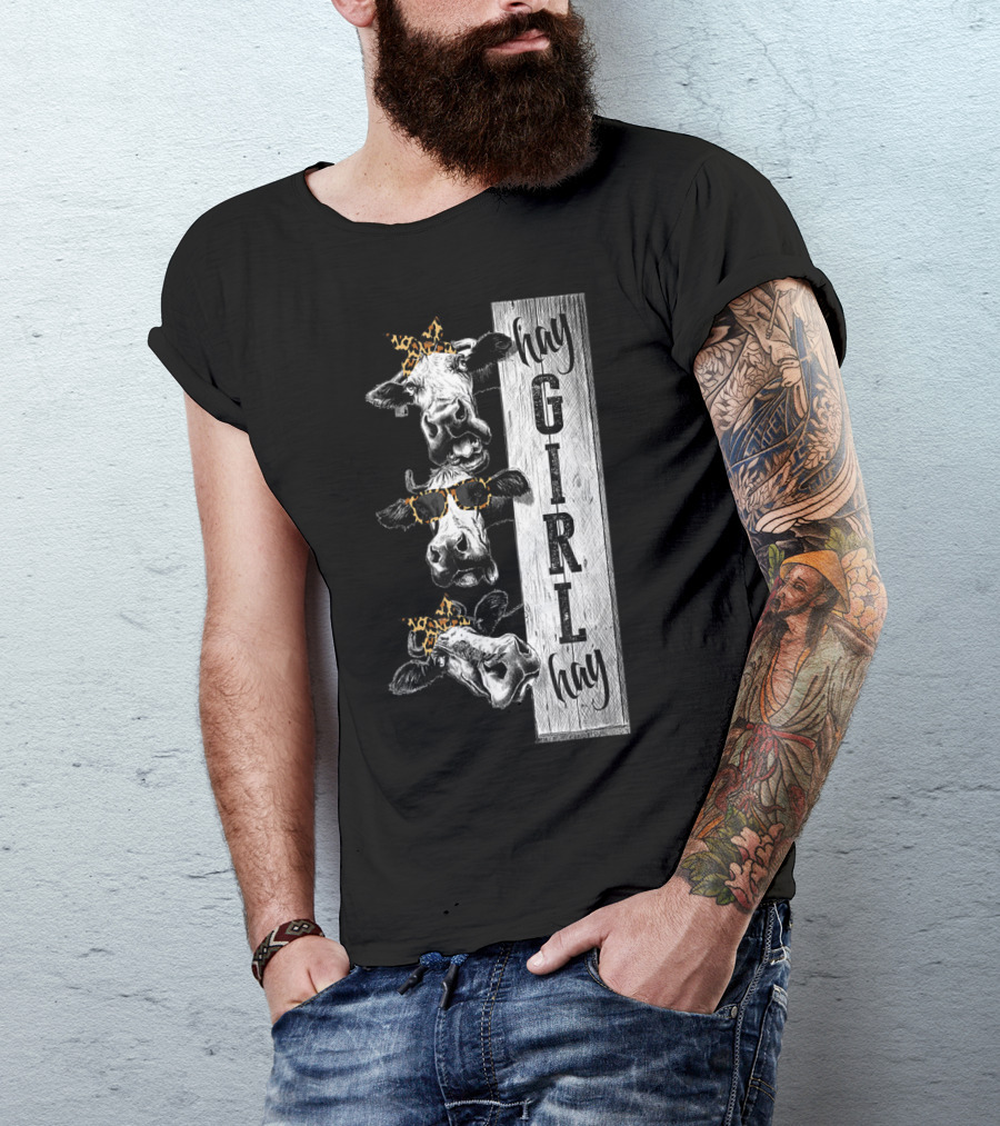 Leopard Bandana Cow Hay Girl Hay Heifer Trio T-Shirt
