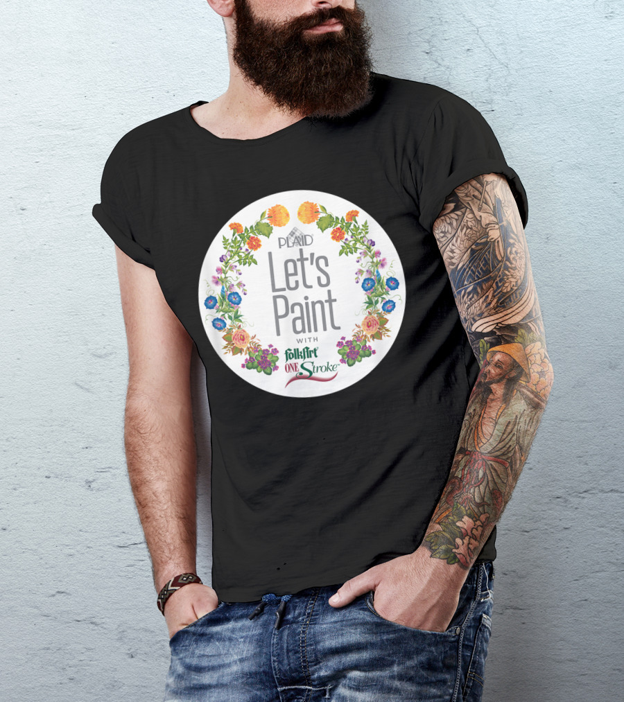 PLAID Let's Paint With FolkArt One Stroke Floral Circle T-Shirt