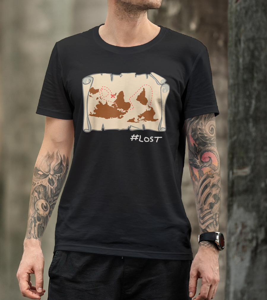 Upside Down Map With X Marks The Spot LOST T-Shirt