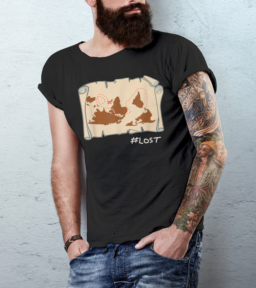Upside Down Map With X Marks The Spot LOST T-Shirt